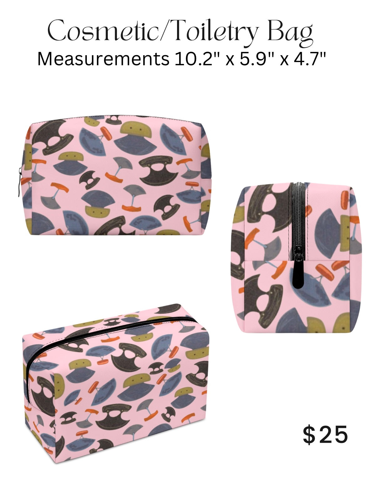 Pink Background with Ulus Cosmetic/Toiletry Bag